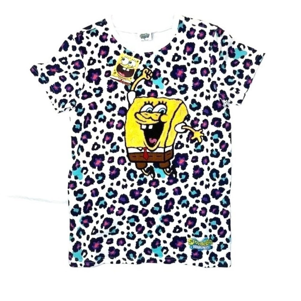 Nickelodeon SpongeBob T-Shirt Size XL Boys Cheetah Pattern Crew Neck New NWT